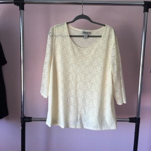 Style&Co cream colored lined lace top